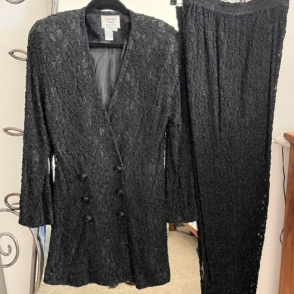 Elegant double breasted beaded pant suit, or just the top for a dress. - Picture 3 of 3